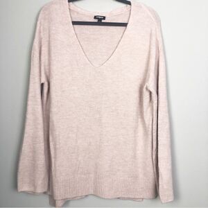 EXPRESS | Blush Pink V-Neck Tunic Length Sweater Oversized Women’s Size Medium